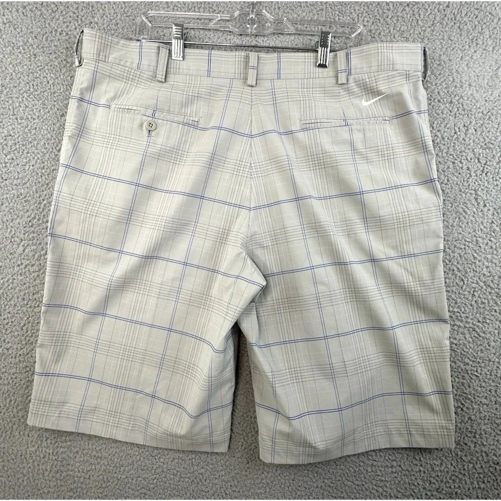 Nike Golf Shorts Mens 40 Gray Blue Plaid Chinos Stretch Performance 12